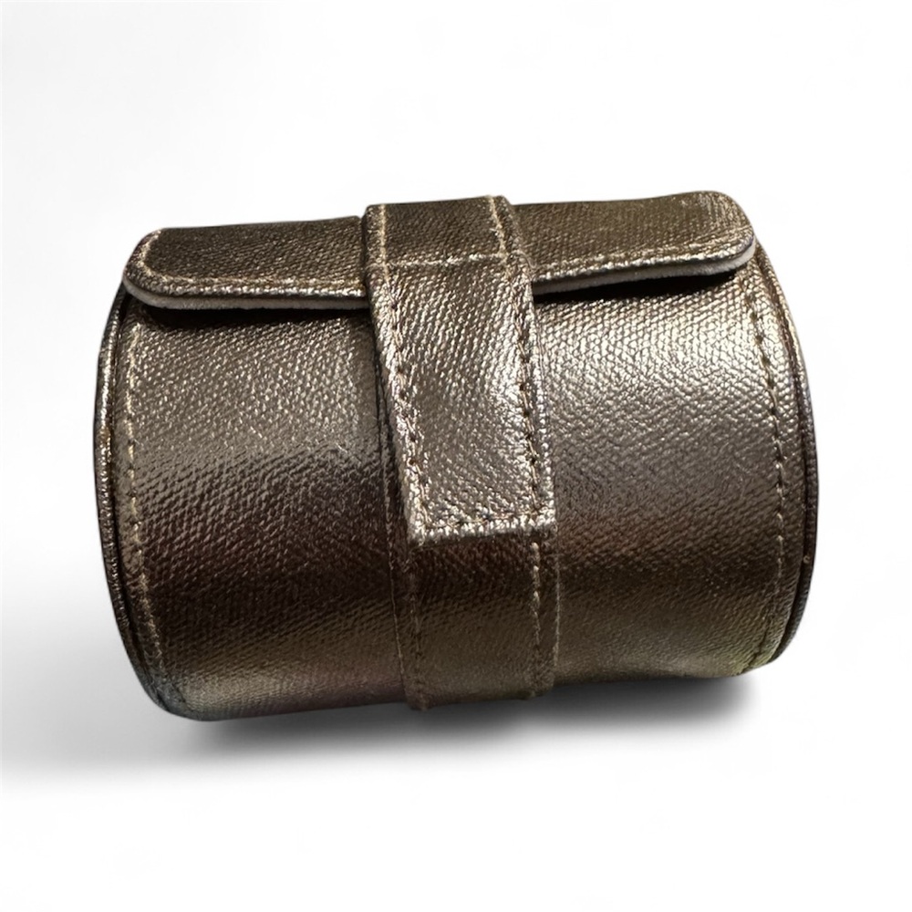 Metallic Brown Leather Watch Travel Case